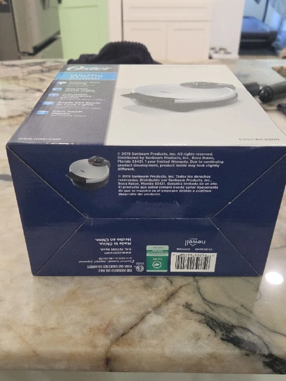 Oster Belgian Waffle Maker in silver and black finish